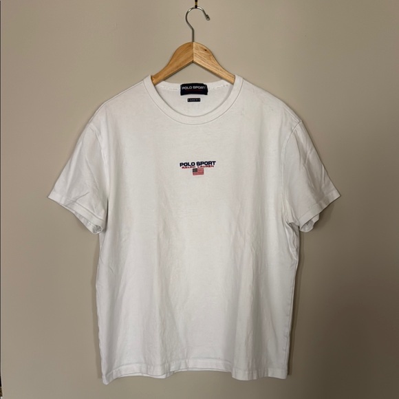 Vintage 90s Polo Sport Polo by Ralph Lauren Mens White T-Shirt rare Polo Sport M - Picture 2 of 7